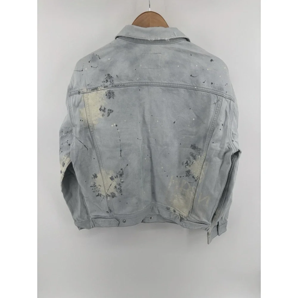 NWT Hudson Denim Trucker Jacket Sz S Streetwear Paint Splatter MSRP $395